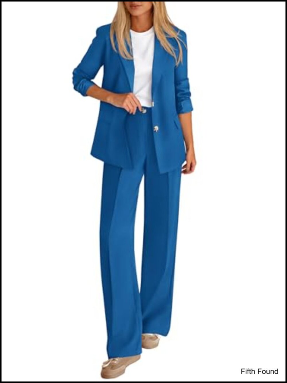Womens 2 Piece Pantsuit Set Oversized Blazer Wide Leg Dress Pants Business